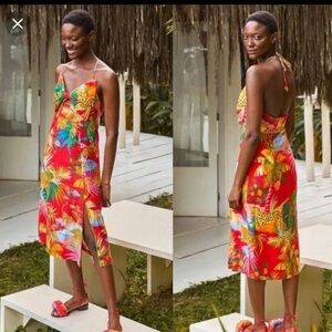 Farm Rio Tropical Jungle Bow Midi Dress